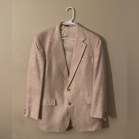 Patrick James Blazer Jacket Mens 44R M Tan Sport Coat - Picture 1 of 7